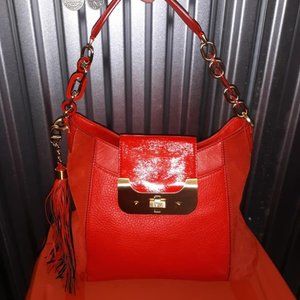 Diane Von Furstenberg Dvf Lipstick Red Leather Bag - image 1